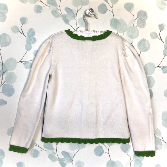 Gymboree Kids Cream Cardigan Knit Sweater Gold Buttons, Pink Bird & Purple Bow - Picture 11 of 13